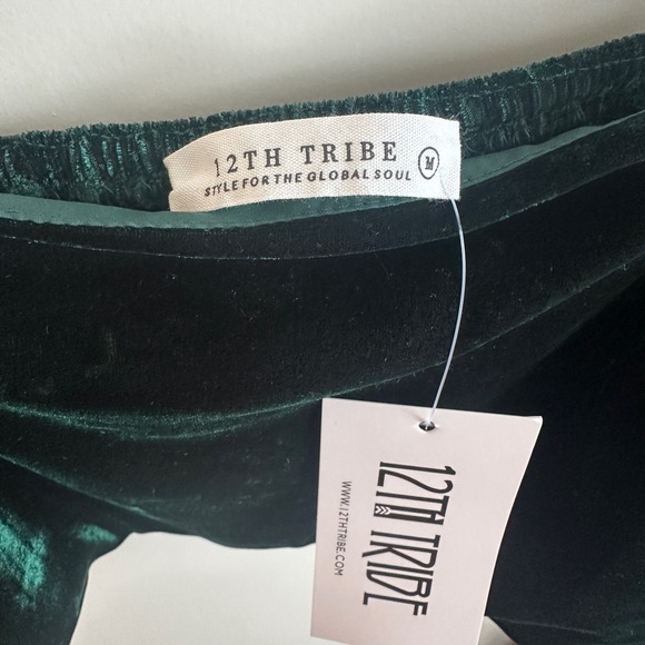 12th Tribe Rhea Emerald Velvet Crop Top & Trouser Set Medium NWT - Picture 4 of 6